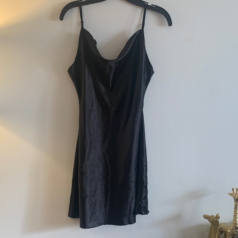 SHEIN Elegant Black Satin Slip Dress - Preloved